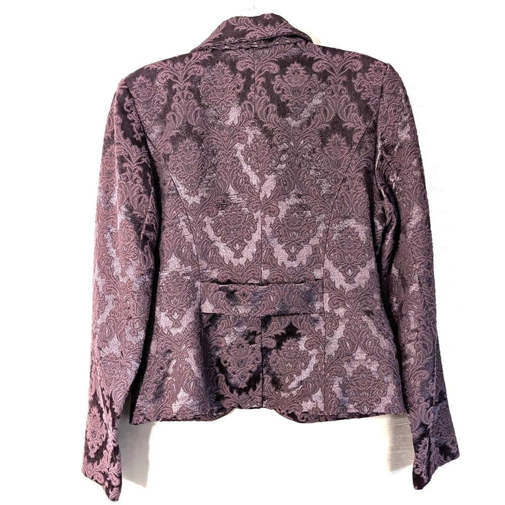 Apostrophe Women's Size 4 Brocade Satin Blazer Purple Whimsygoth Day to Evening - Picture 2 of 16